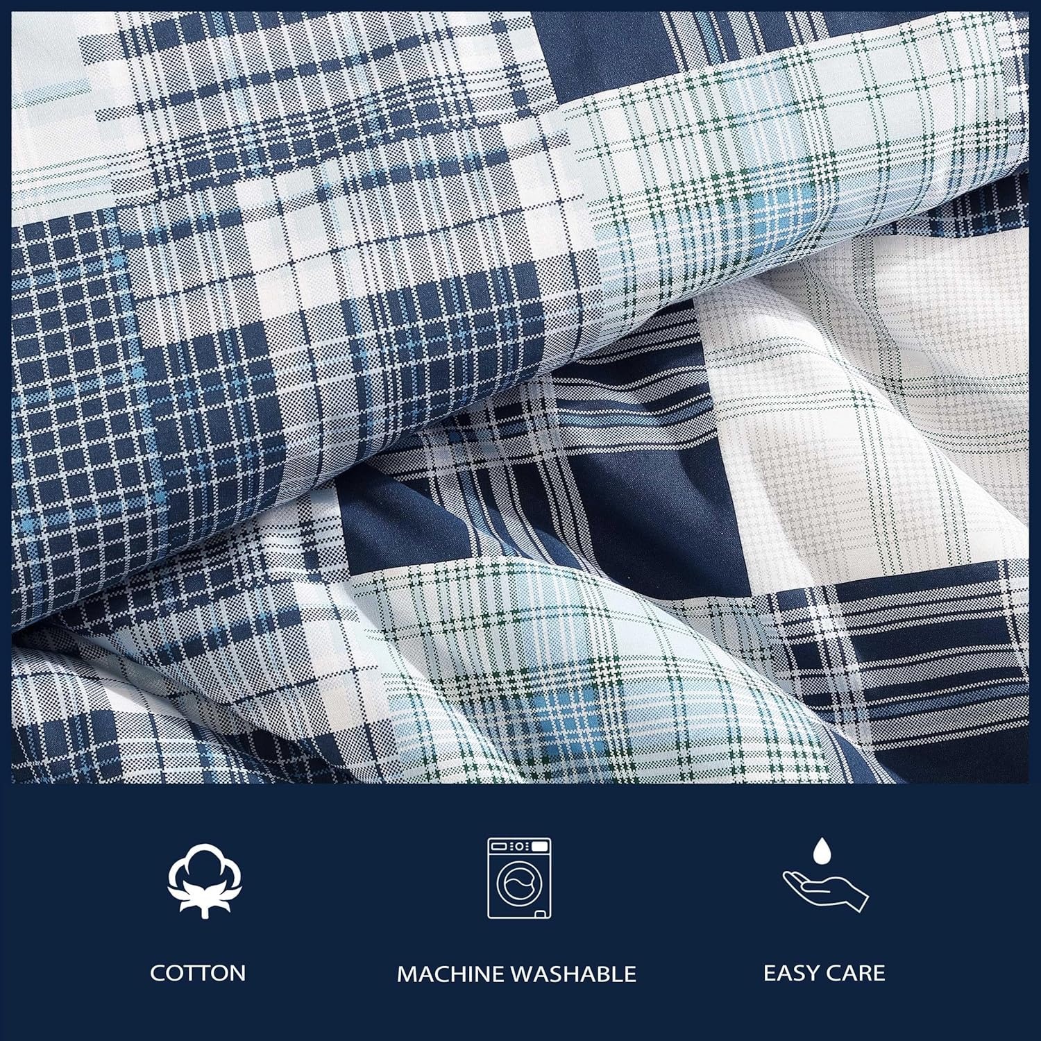 image:imageNautica TwinTwin XL Comforter Set Cotton Bedding with Matching Sham Patchwork Print Bed Set Medium Weight for Year Round Use Dorm Essentials Mason BlueMason Blue
