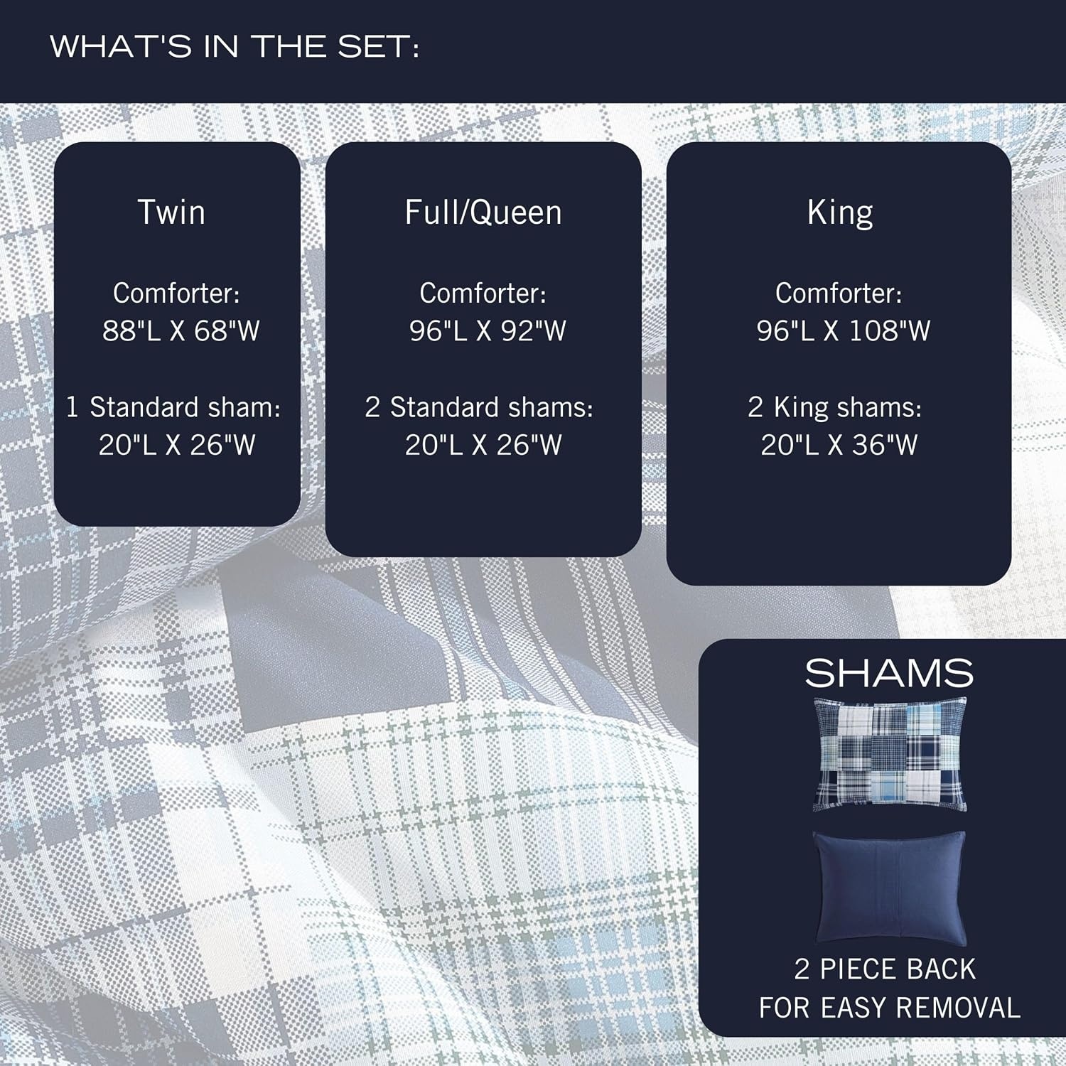 image:imageNautica TwinTwin XL Comforter Set Cotton Bedding with Matching Sham Patchwork Print Bed Set Medium Weight for Year Round Use Dorm Essentials Mason BlueMason Blue