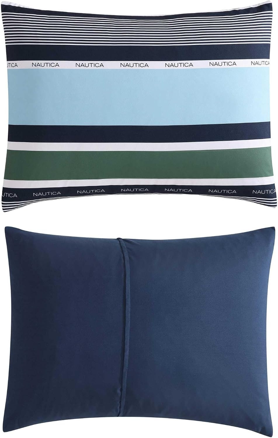 image:imageNautica TwinTwin XL Comforter Set Cotton Bedding with Matching Sham Patchwork Print Bed Set Medium Weight for Year Round Use Dorm Essentials Mason BlueElliot Blue