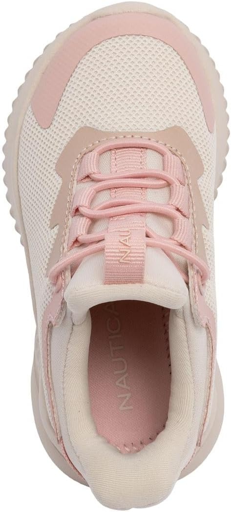 image:imageNautica Girls Toddler Knit SlipOn Sneakers with Max Comfort Sole Bungee Closure Tennis Running Shoes for School and Play ToddlerLittle KidBone Tan Pink