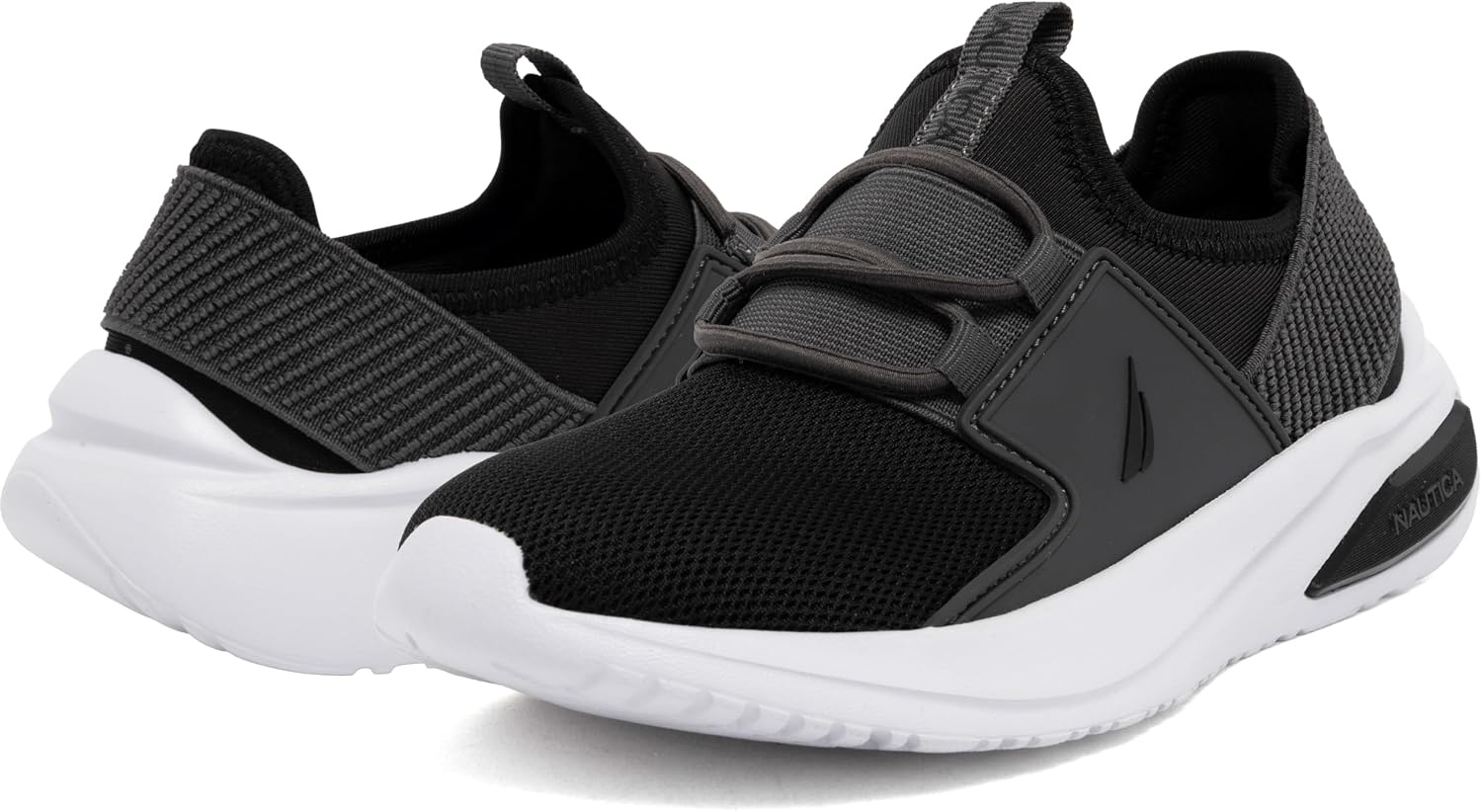 image:imageNautica Kids Athletic SlipOn Sneakers Comfortable Bungee Running Shoes for Boys and Girls Stylish and Supportive Footwear for Active Kids Big KidLittle KidToddlerBlack Grey