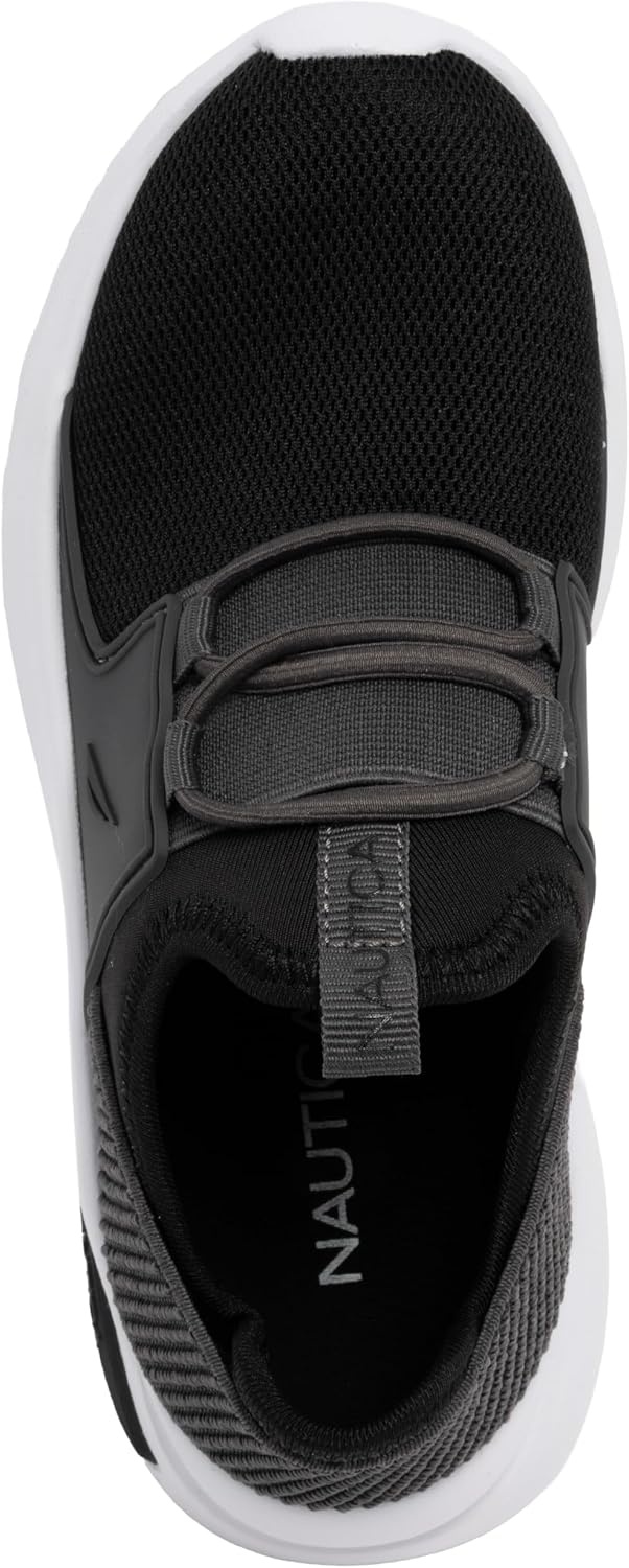 image:imageNautica Kids Athletic SlipOn Sneakers Comfortable Bungee Running Shoes for Boys and Girls Stylish and Supportive Footwear for Active Kids Big KidLittle KidToddlerBlack Grey