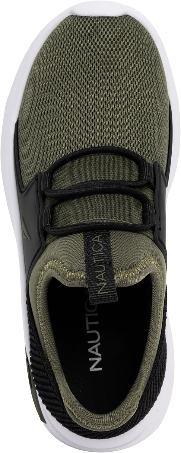 image:imageNautica Kids Athletic SlipOn Sneakers Comfortable Bungee Running Shoes for Boys and Girls Stylish and Supportive Footwear for Active Kids Big KidLittle KidToddlerOlive Black