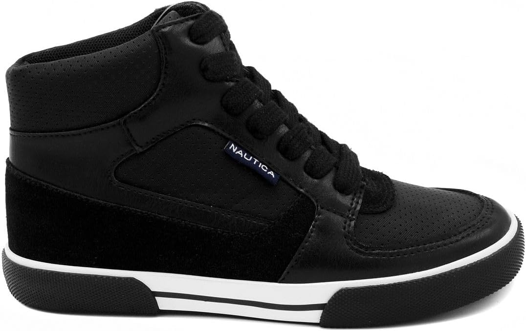 image:imageNautica Kids Boys and Girls High Top Shoe Casual Fashion Basketball Boot Sneakers Big KidLittle Kid Sizes HorizonBlack 1