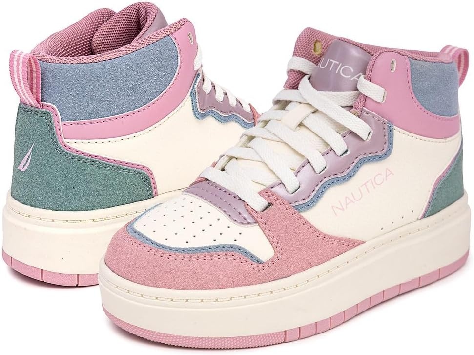 image:imageNautica Kids Boys and Girls High Top Shoe Casual Fashion Basketball Boot Sneakers Big KidLittle Kid Sizes HorizonPink Pastel Platform