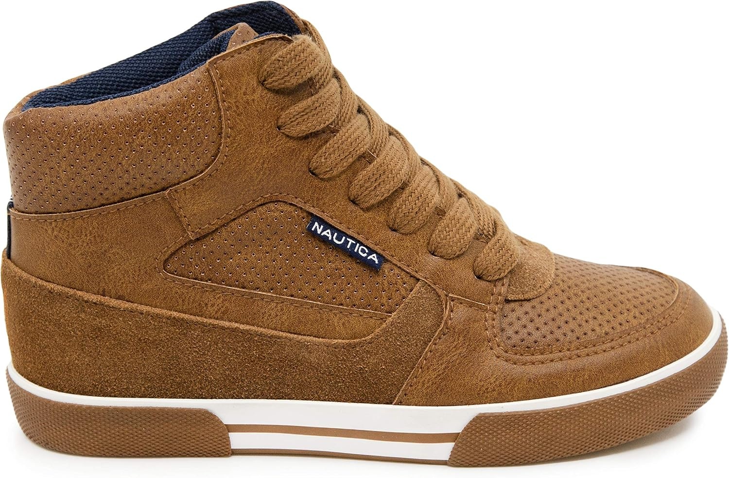 image:imageNautica Kids Boys and Girls High Top Shoe Casual Fashion Basketball Boot Sneakers Big KidLittle Kid Sizes HorizonTan