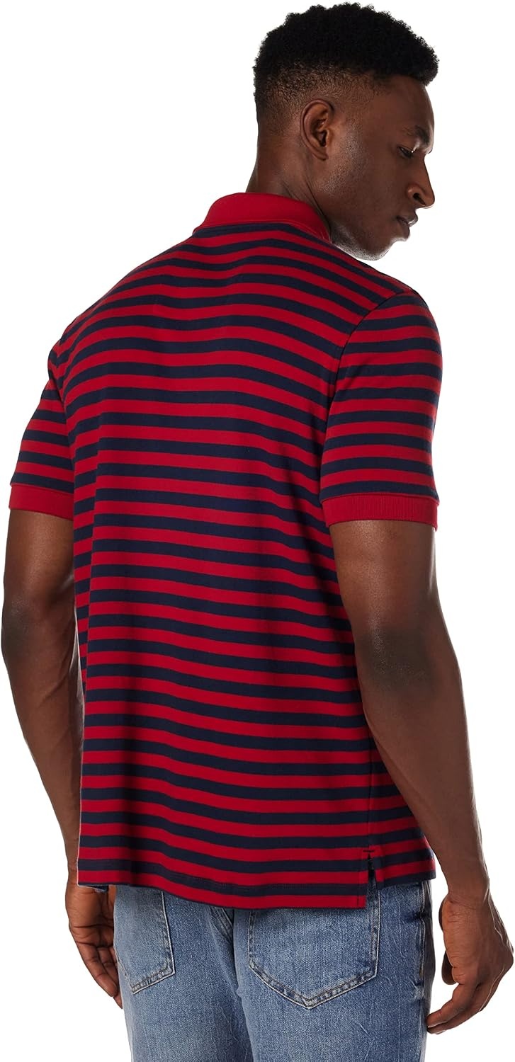 image:imageNautica Mens Classic Fit 100 Cotton Soft Short Sleeve Stripe Polo ShirtNautica Red