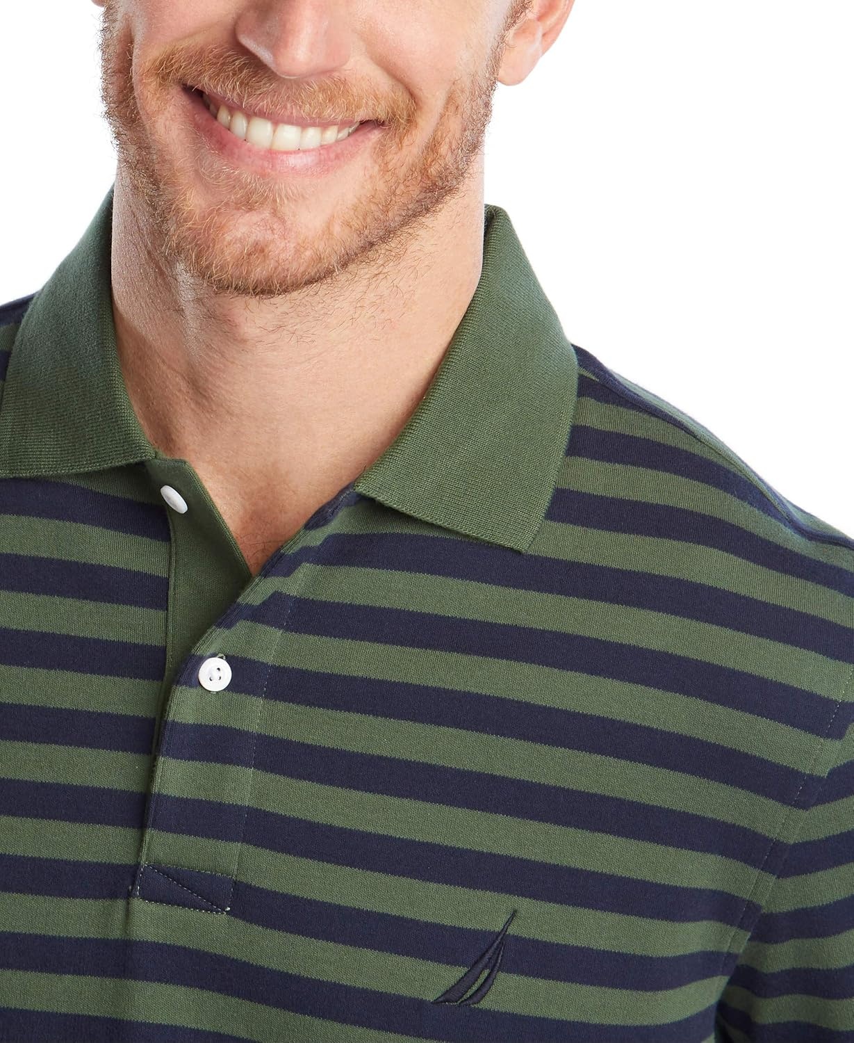 image:imageNautica Mens Classic Fit 100 Cotton Soft Short Sleeve Stripe Polo ShirtPine Forest
