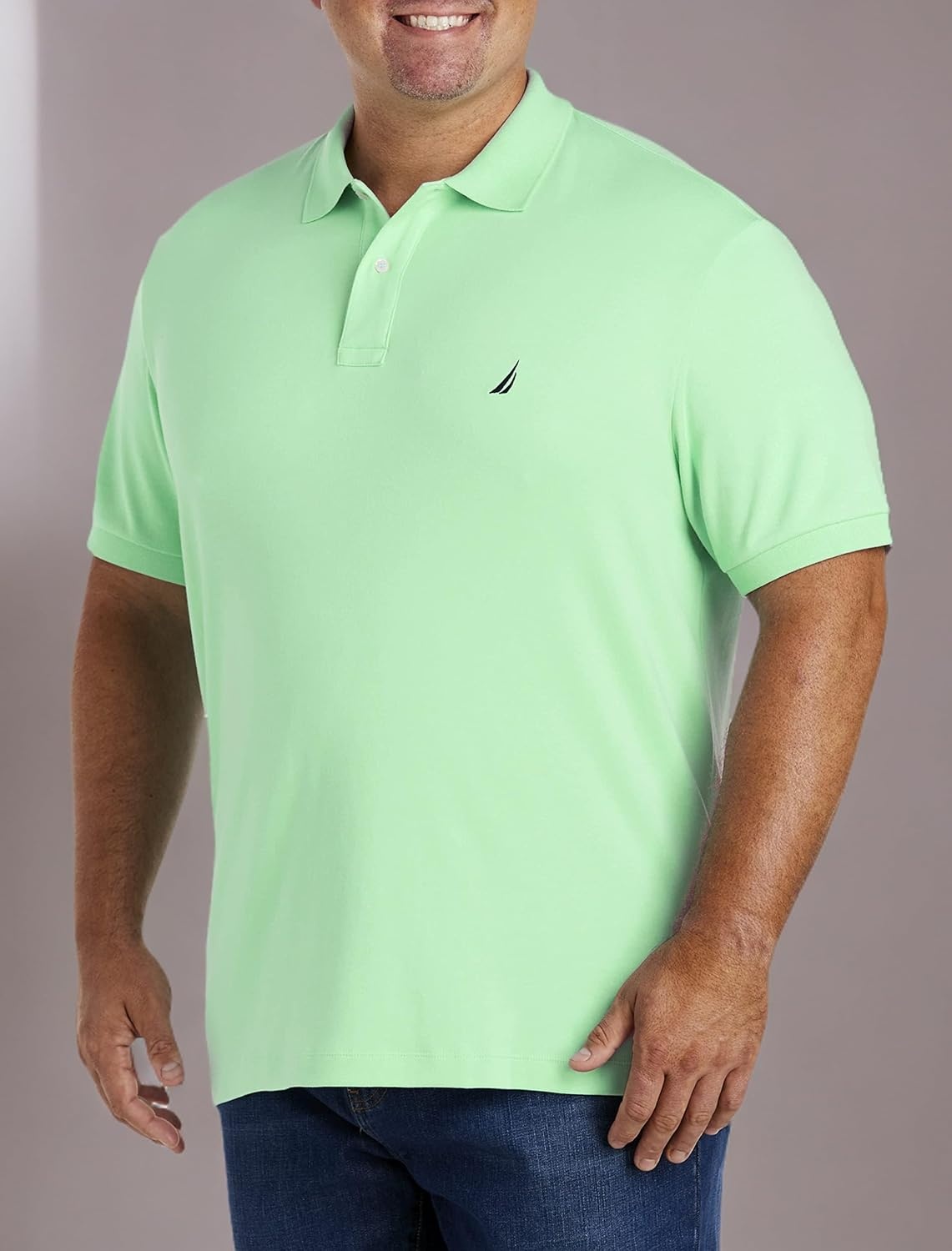 image:imageNautica Mens Classic Fit Short Sleeve Dual Tipped Collar Polo ShirtAsh Green