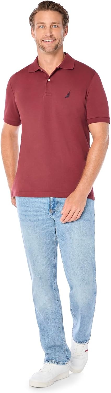 image:imageNautica Mens Classic Fit Short Sleeve Dual Tipped Collar Polo ShirtBarolo Solid
