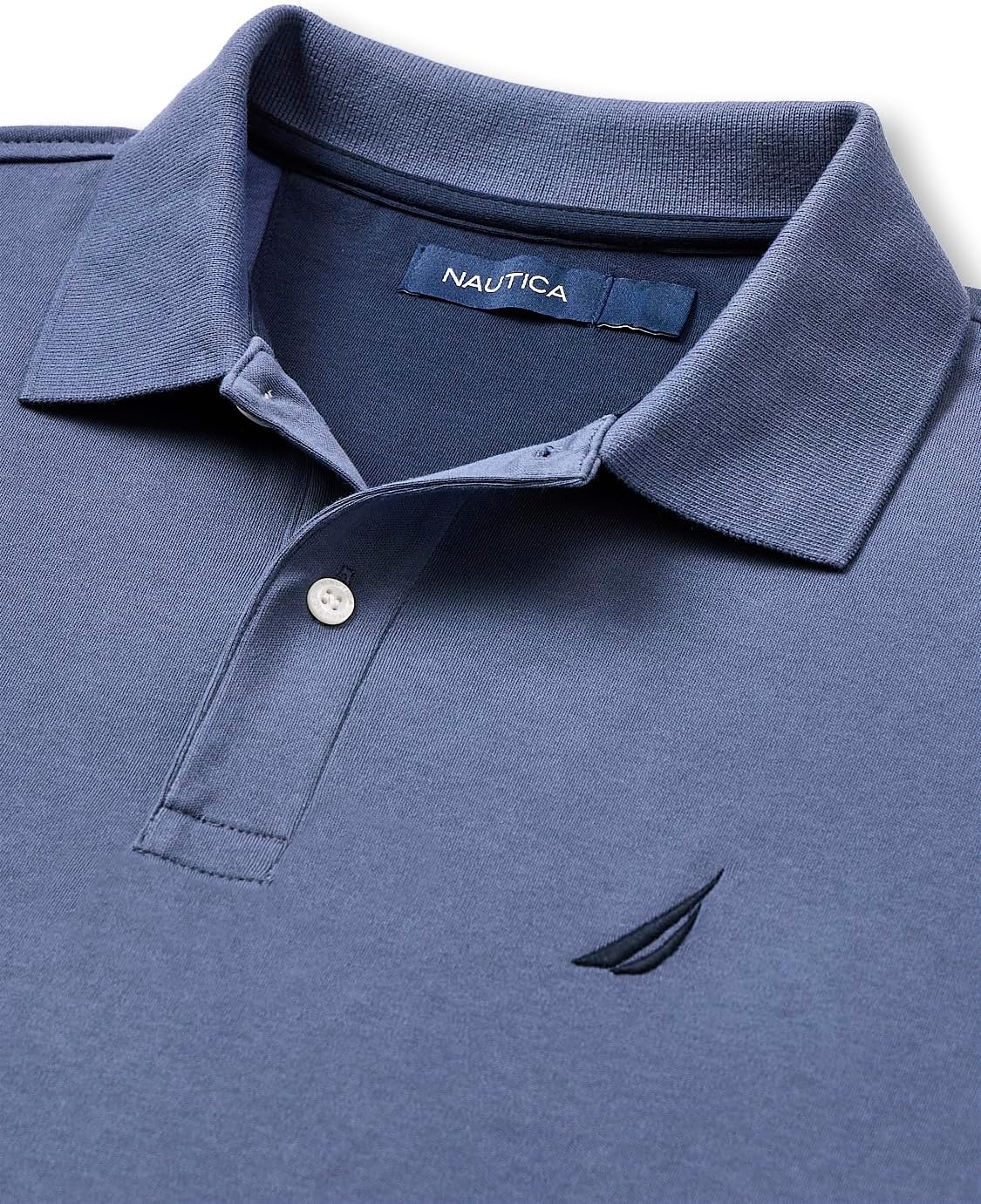 image:imageNautica Mens Classic Fit Short Sleeve Dual Tipped Collar Polo ShirtBlue Indigo Solid