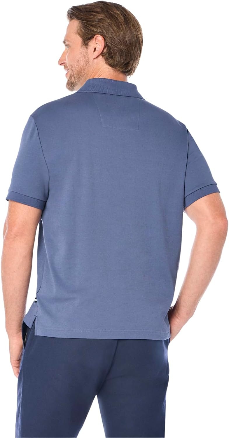 image:imageNautica Mens Classic Fit Short Sleeve Dual Tipped Collar Polo ShirtBlue Indigo Solid