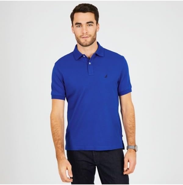 image:imageNautica Mens Classic Fit Short Sleeve Dual Tipped Collar Polo ShirtBright Cobalt