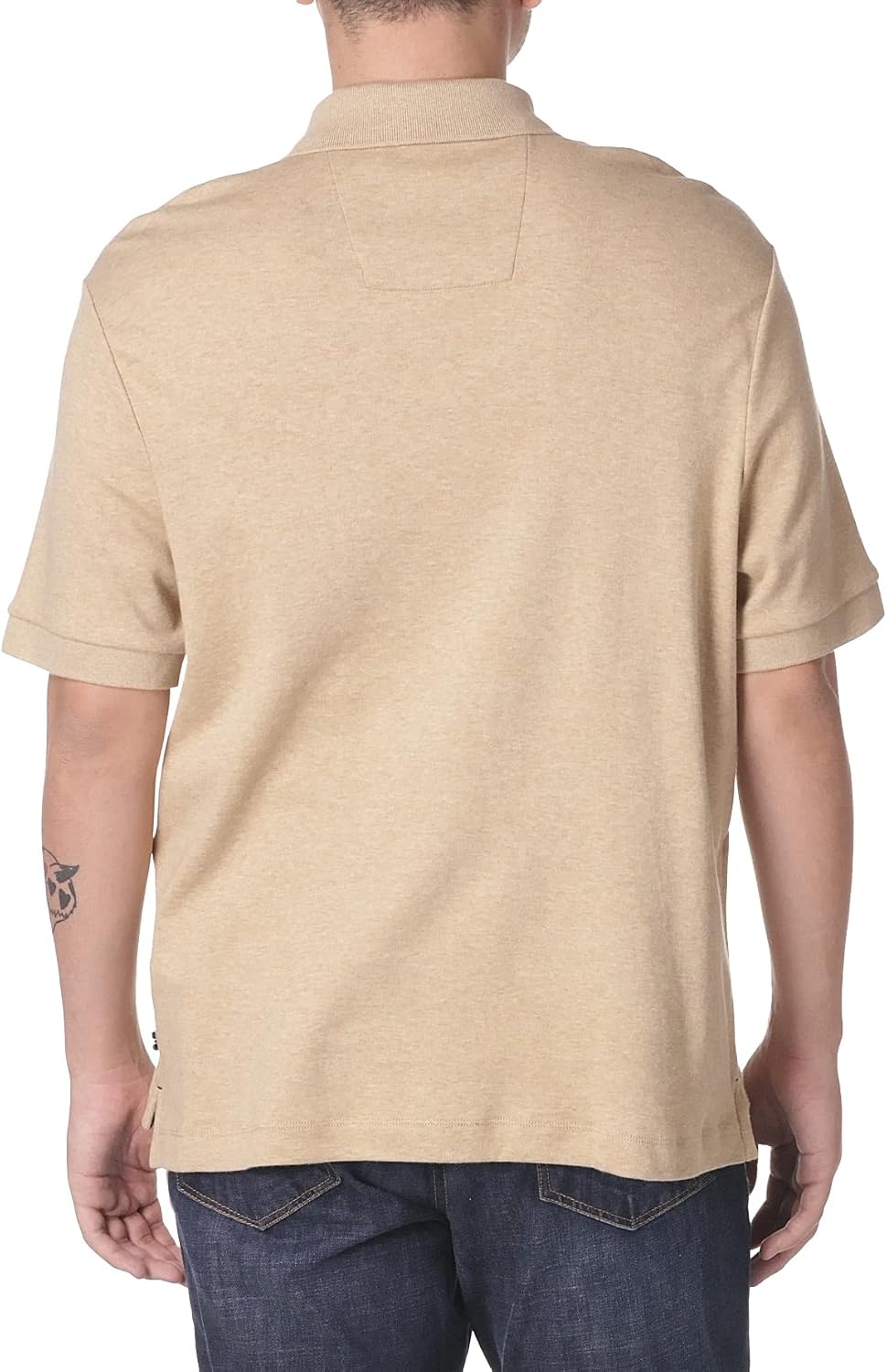 image:imageNautica Mens Classic Fit Short Sleeve Dual Tipped Collar Polo ShirtCoastal Camel Heather