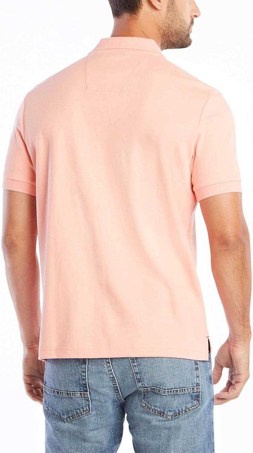 image:imageNautica Mens Classic Fit Short Sleeve Dual Tipped Collar Polo ShirtCoral Sands Solid
