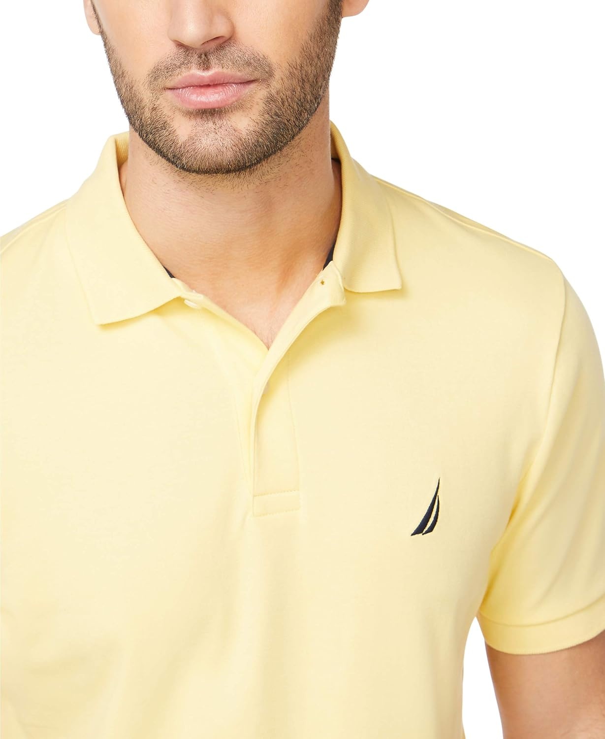 image:imageNautica Mens Classic Fit Short Sleeve Dual Tipped Collar Polo ShirtCorn Solid