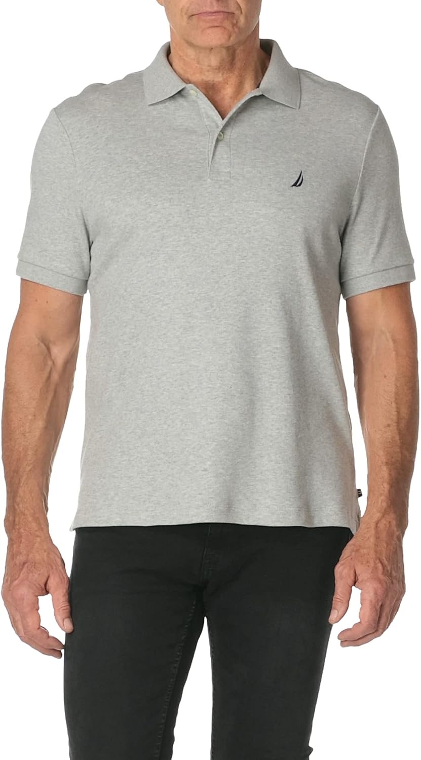 image:imageNautica Mens Classic Fit Short Sleeve Dual Tipped Collar Polo ShirtGrey Heather