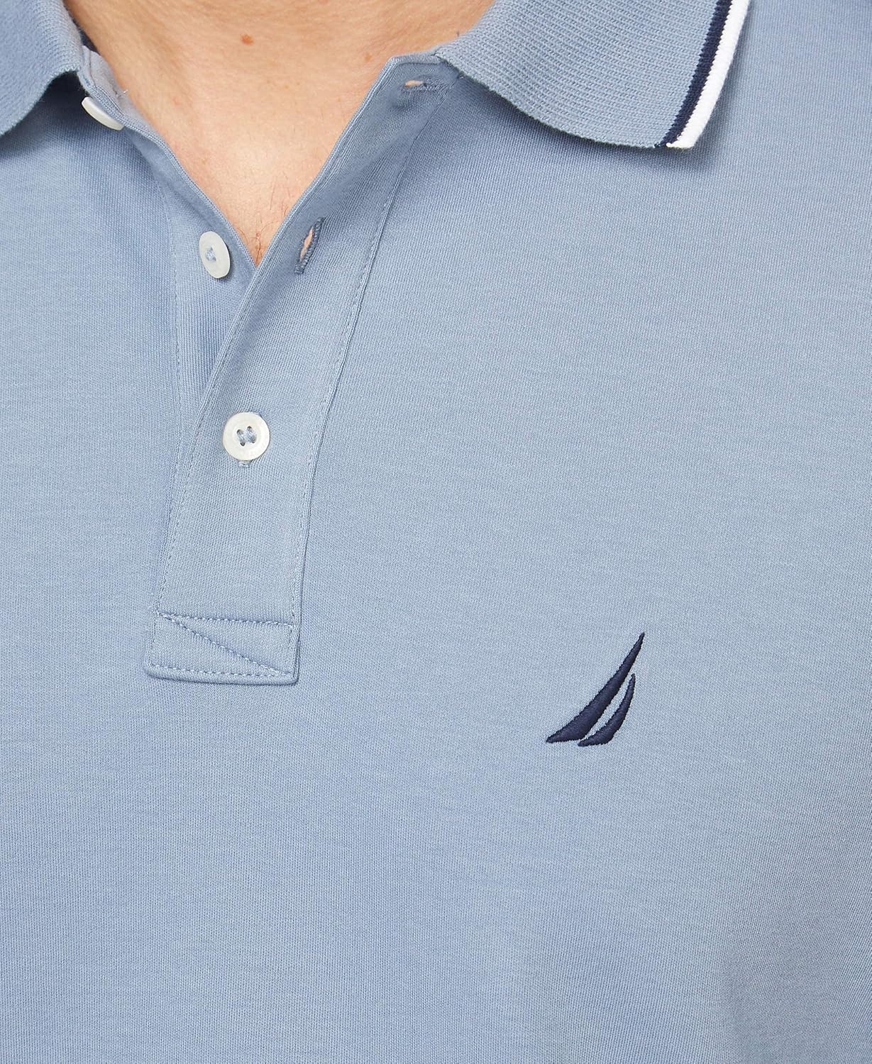 image:imageNautica Mens Classic Fit Short Sleeve Dual Tipped Collar Polo ShirtLake City Blue