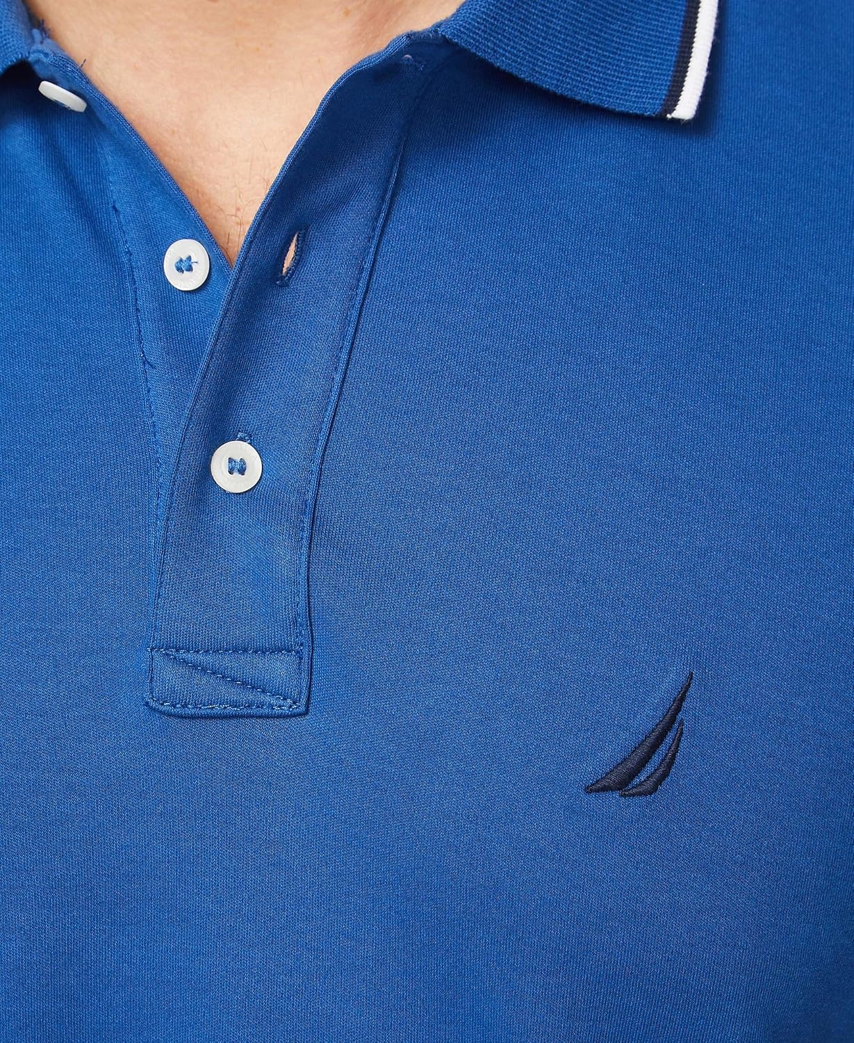 image:imageNautica Mens Classic Fit Short Sleeve Dual Tipped Collar Polo ShirtMonaco Blue