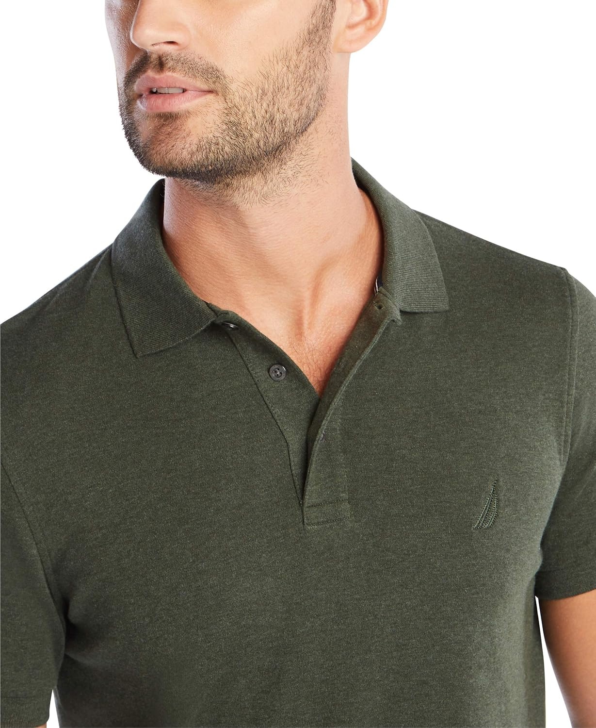 image:imageNautica Mens Classic Fit Short Sleeve Dual Tipped Collar Polo ShirtMoss Heather