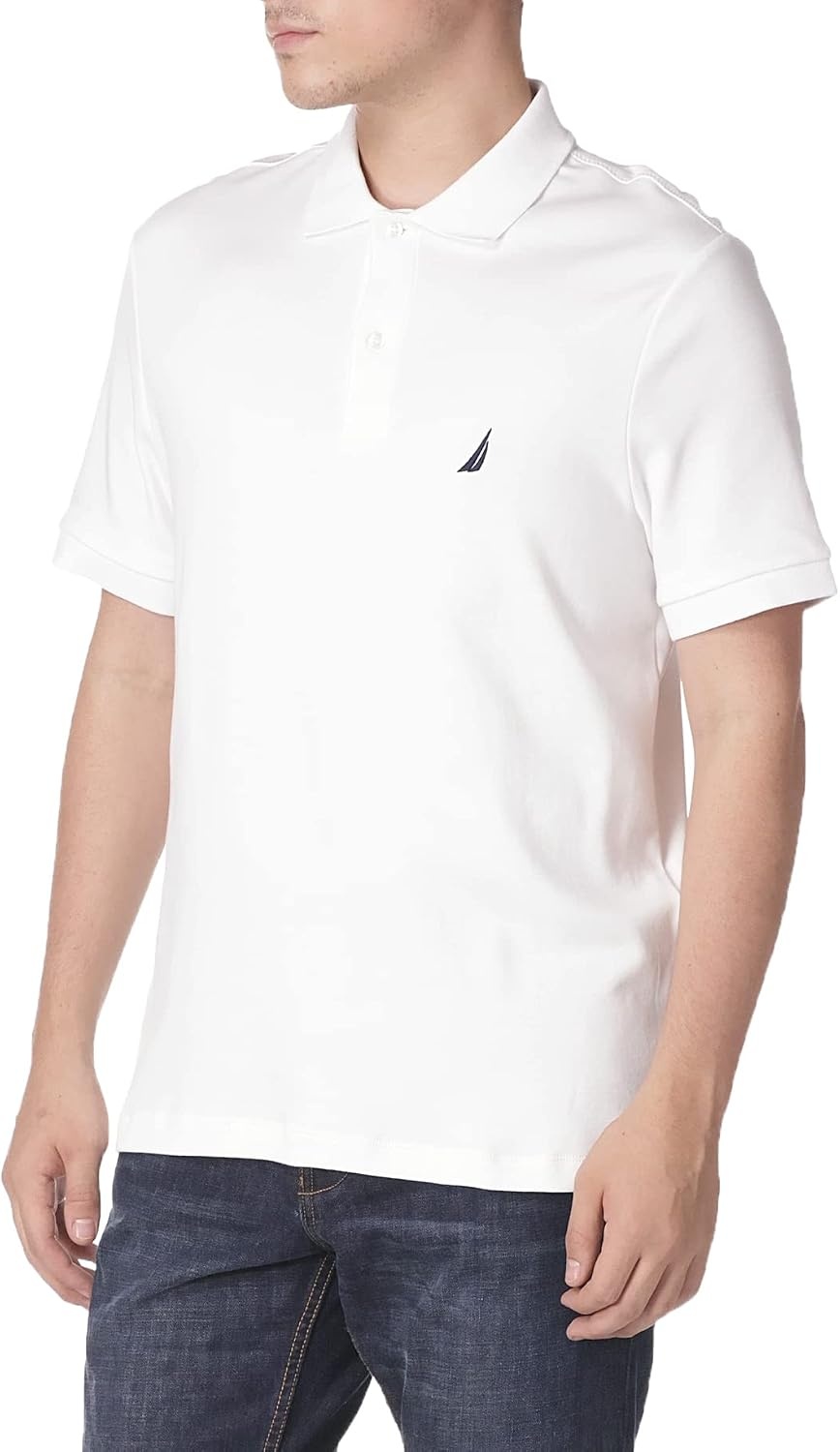 image:imageNautica Mens Classic Fit Short Sleeve Dual Tipped Collar Polo ShirtNew Bright White