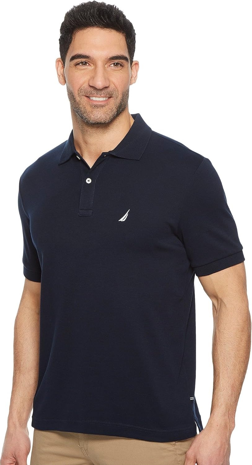image:imageNautica Mens Classic Fit Short Sleeve Dual Tipped Collar Polo ShirtNew Navy