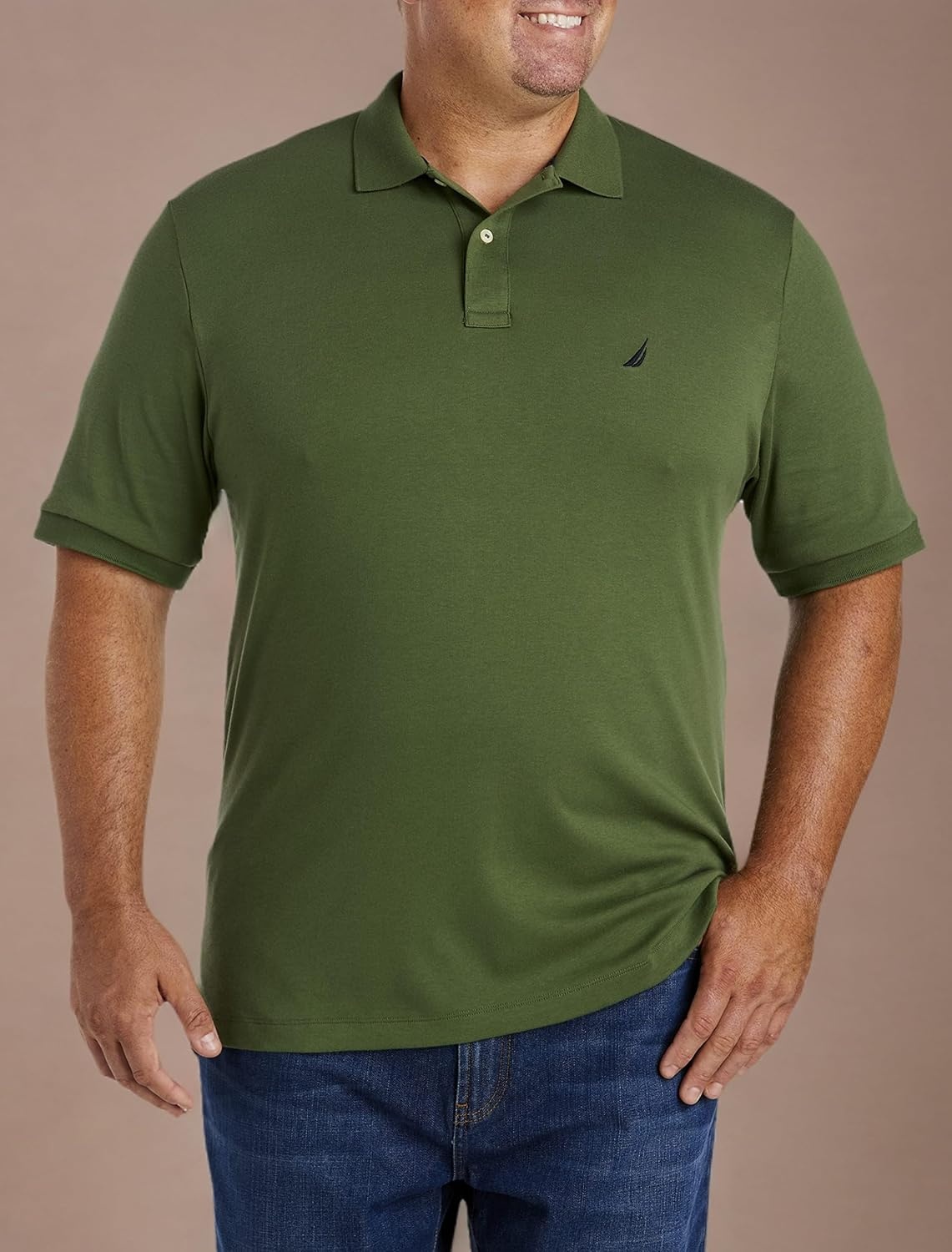 image:imageNautica Mens Classic Fit Short Sleeve Dual Tipped Collar Polo ShirtPine Forest