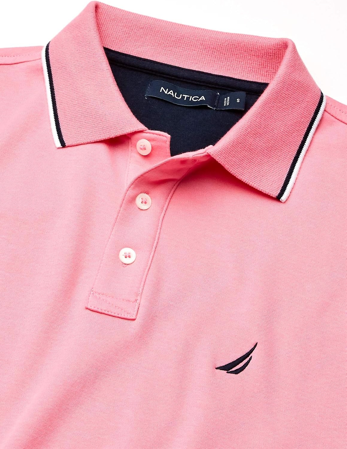 image:imageNautica Mens Classic Fit Short Sleeve Dual Tipped Collar Polo ShirtPink