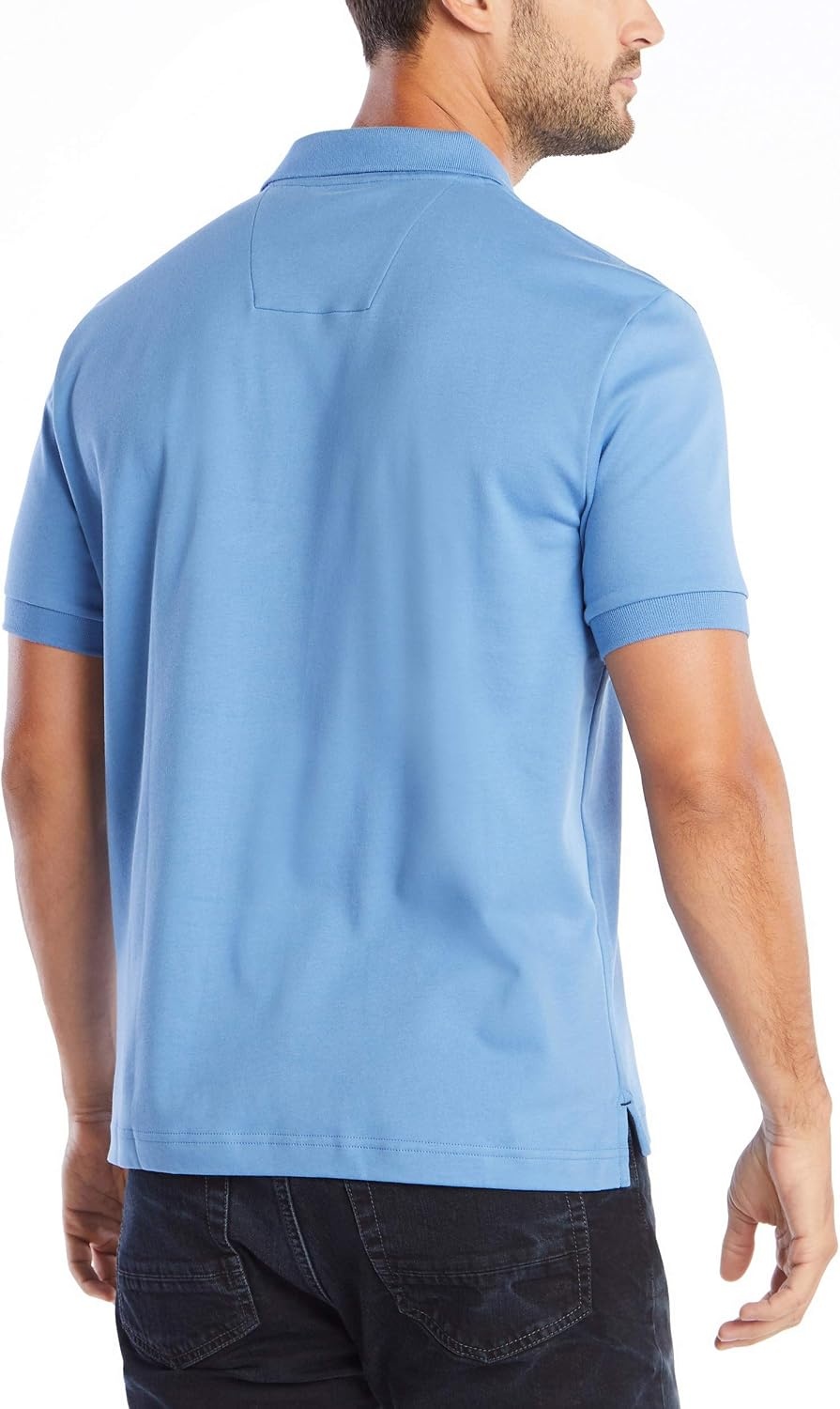 image:imageNautica Mens Classic Fit Short Sleeve Dual Tipped Collar Polo ShirtRivieria Blue Solid