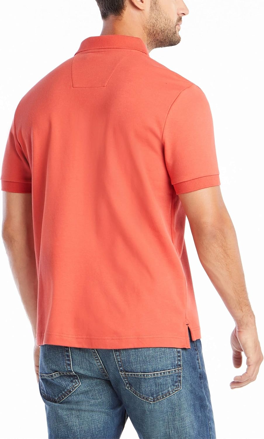 image:imageNautica Mens Classic Fit Short Sleeve Dual Tipped Collar Polo ShirtSunbaked Red Solid