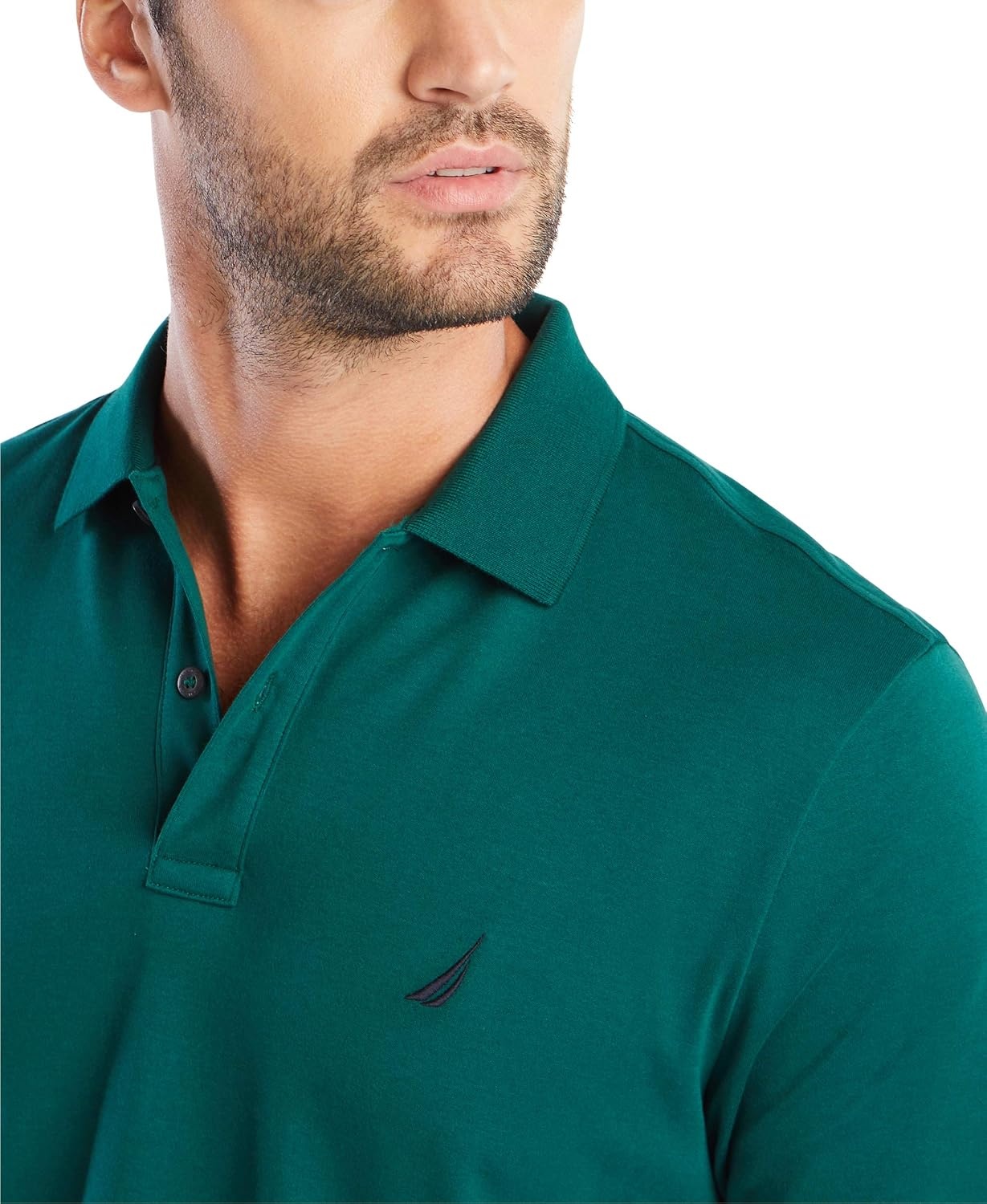 image:imageNautica Mens Classic Fit Short Sleeve Dual Tipped Collar Polo ShirtTidal Green Solid