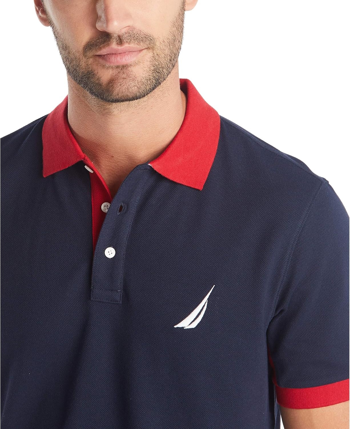 image:imageNautica Mens Classic Fit Short Sleeve Performance Pique Polo ShirtNavy