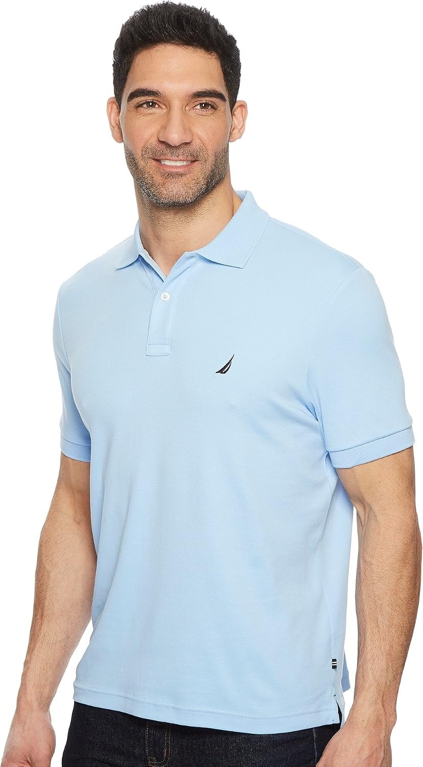 image:imageNautica Mens Classic Fit Short Sleeve Solid Soft Cotton Polo ShirtNoon Blue