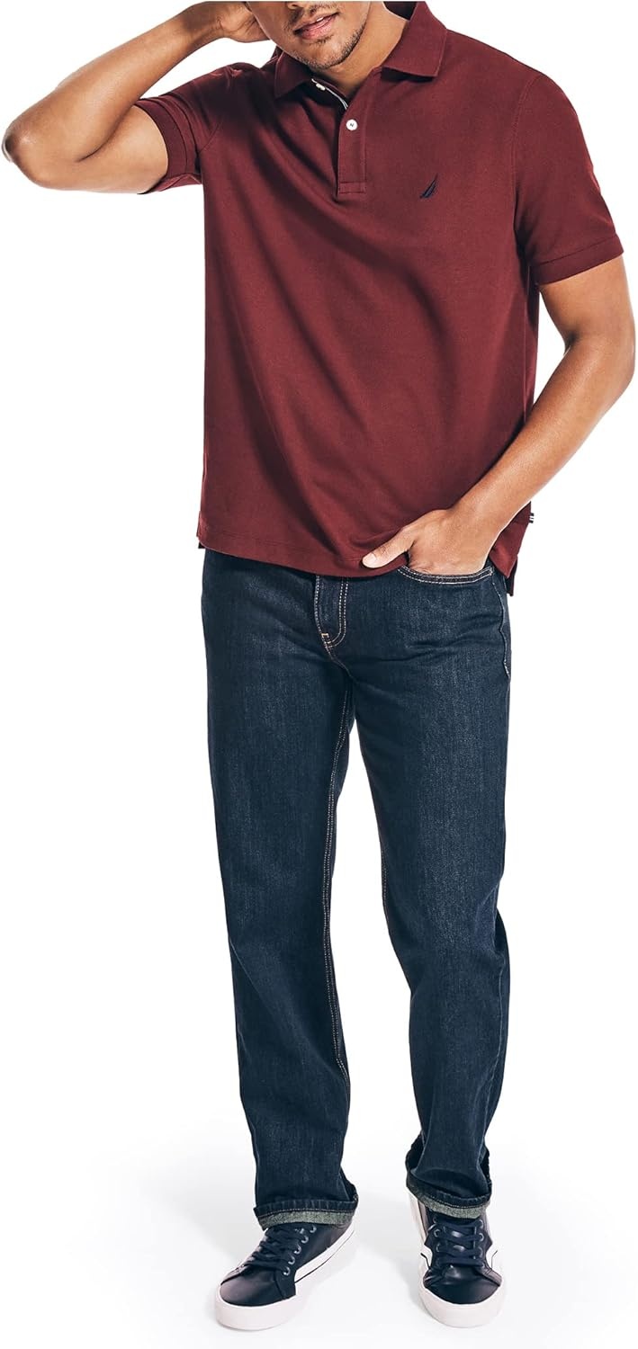 image:imageNautica Mens Classic Short Sleeve Solid Performance Deck Polo ShirtRoyal Burgundy