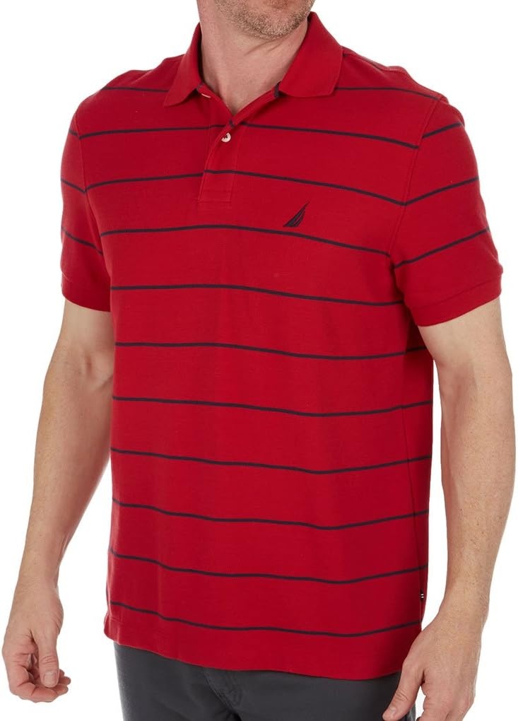 image:imageNautica Mens Classic Short Sleeve Striped Polo T ShirtBright White