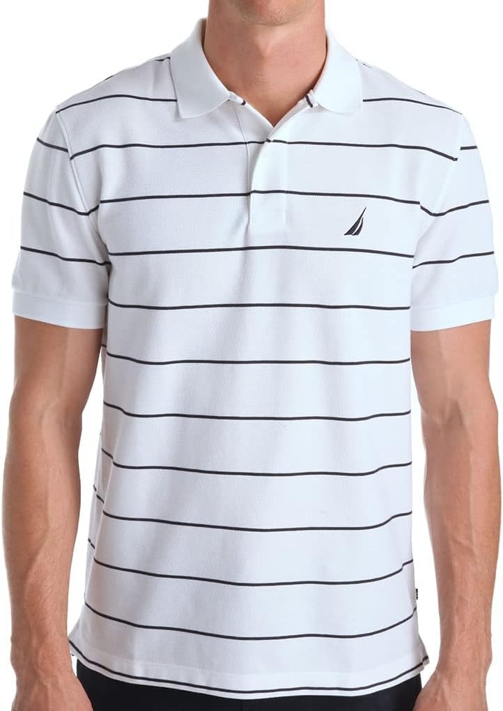 image:imageNautica Mens Classic Short Sleeve Striped Polo T ShirtBright White