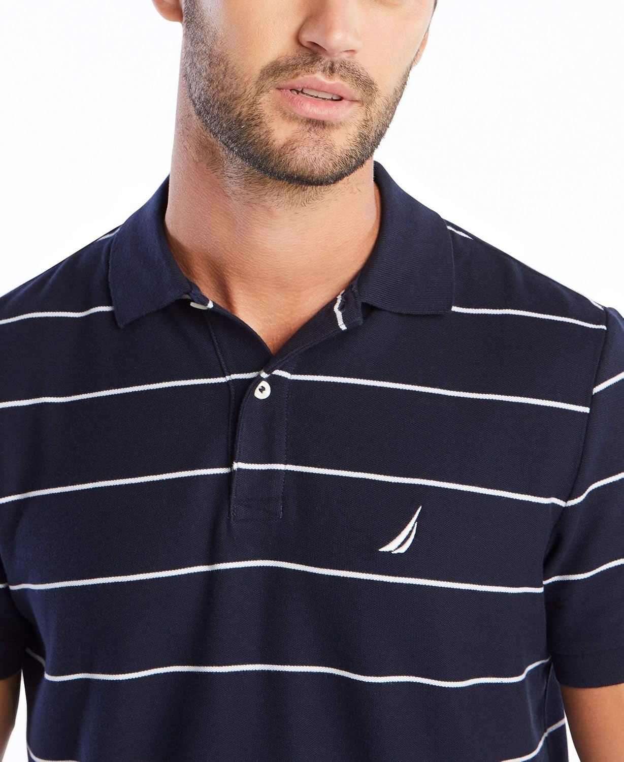image:imageNautica Mens Classic Short Sleeve Striped Polo T ShirtNavy