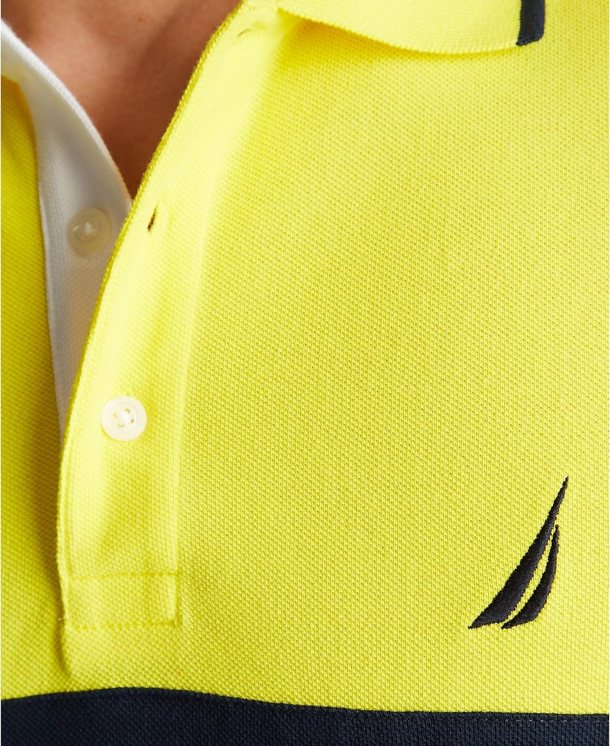 image:imageNautica Mens Short Sleeve 100 Cotton Pique Color Block Polo ShirtBlazing Yellow