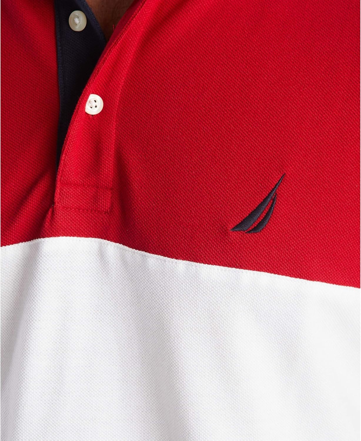 image:imageNautica Mens Short Sleeve 100 Cotton Pique Color Block Polo ShirtNautica Red