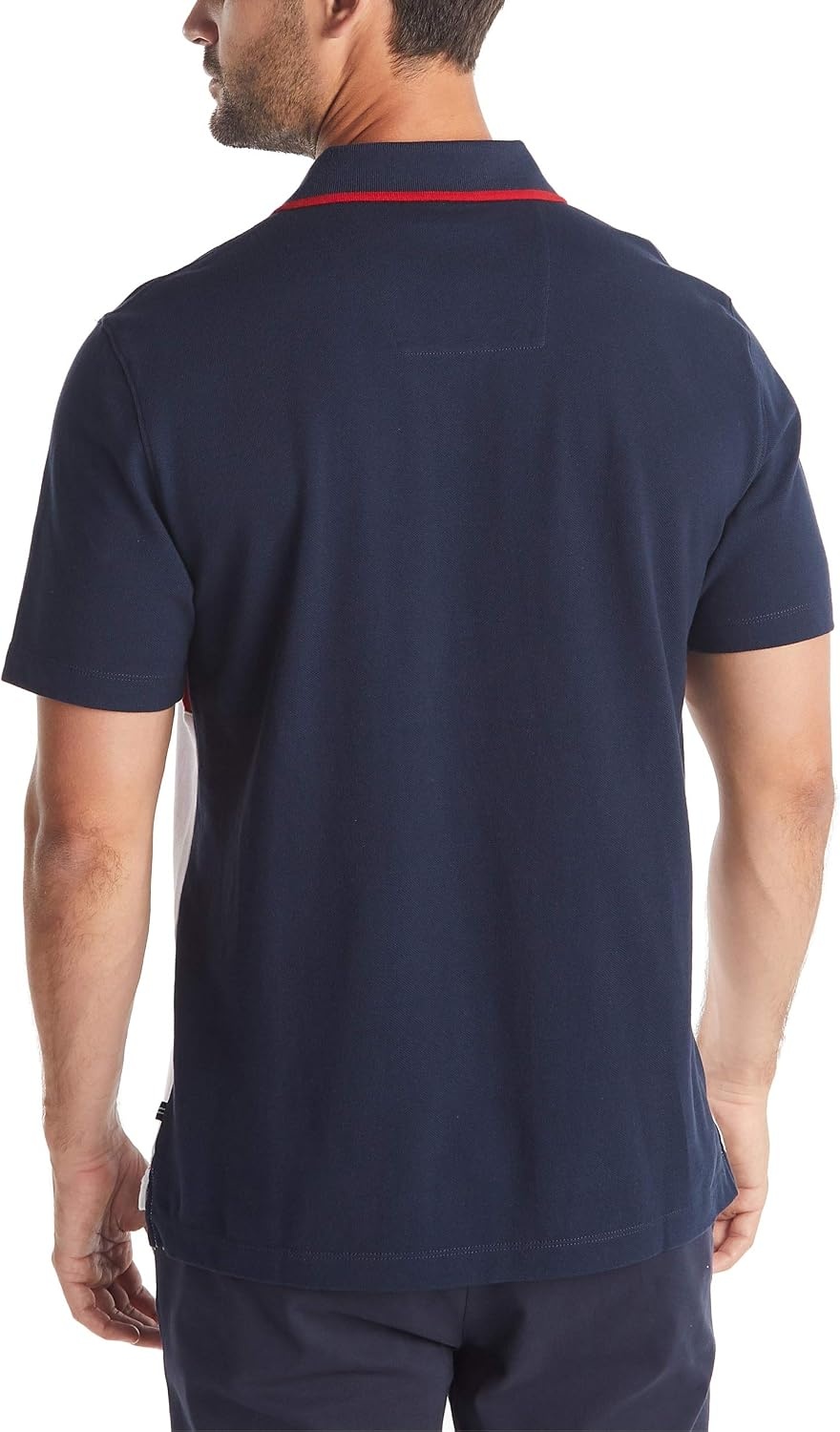 image:imageNautica Mens Short Sleeve 100 Cotton Pique Color Block Polo ShirtNavy