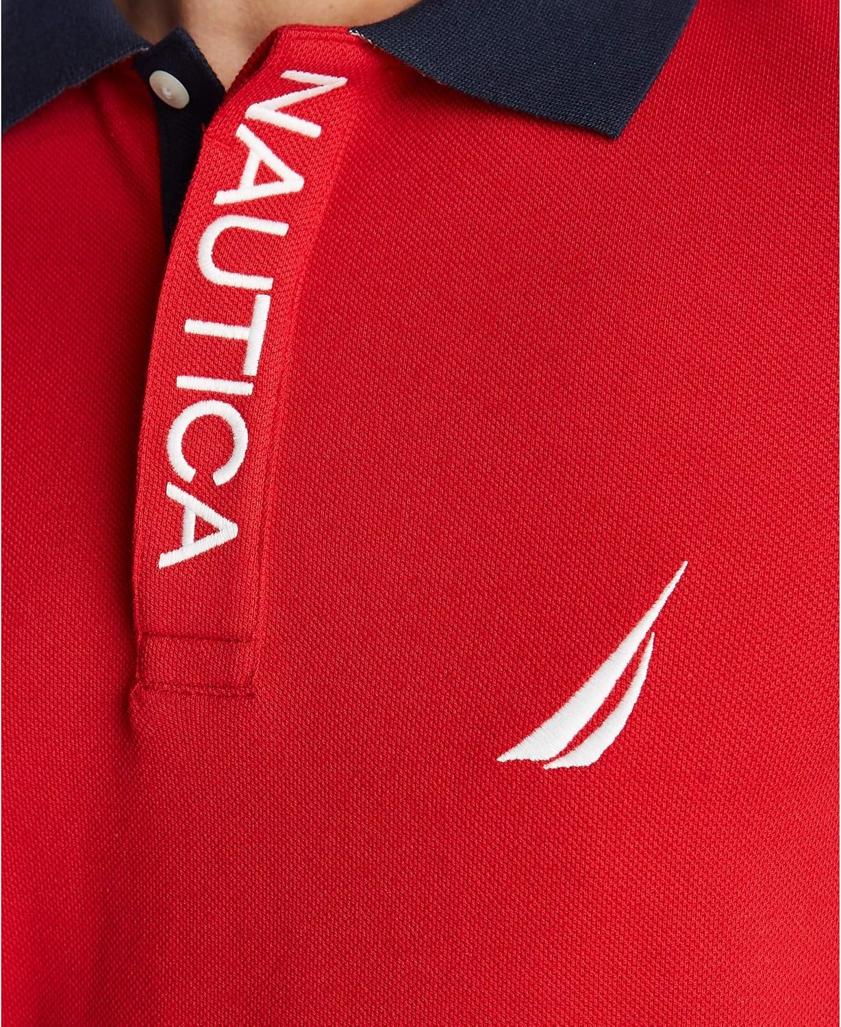 image:imageNautica Mens Short Sleeve Color Block Performance Pique Polo ShirtNautica Red