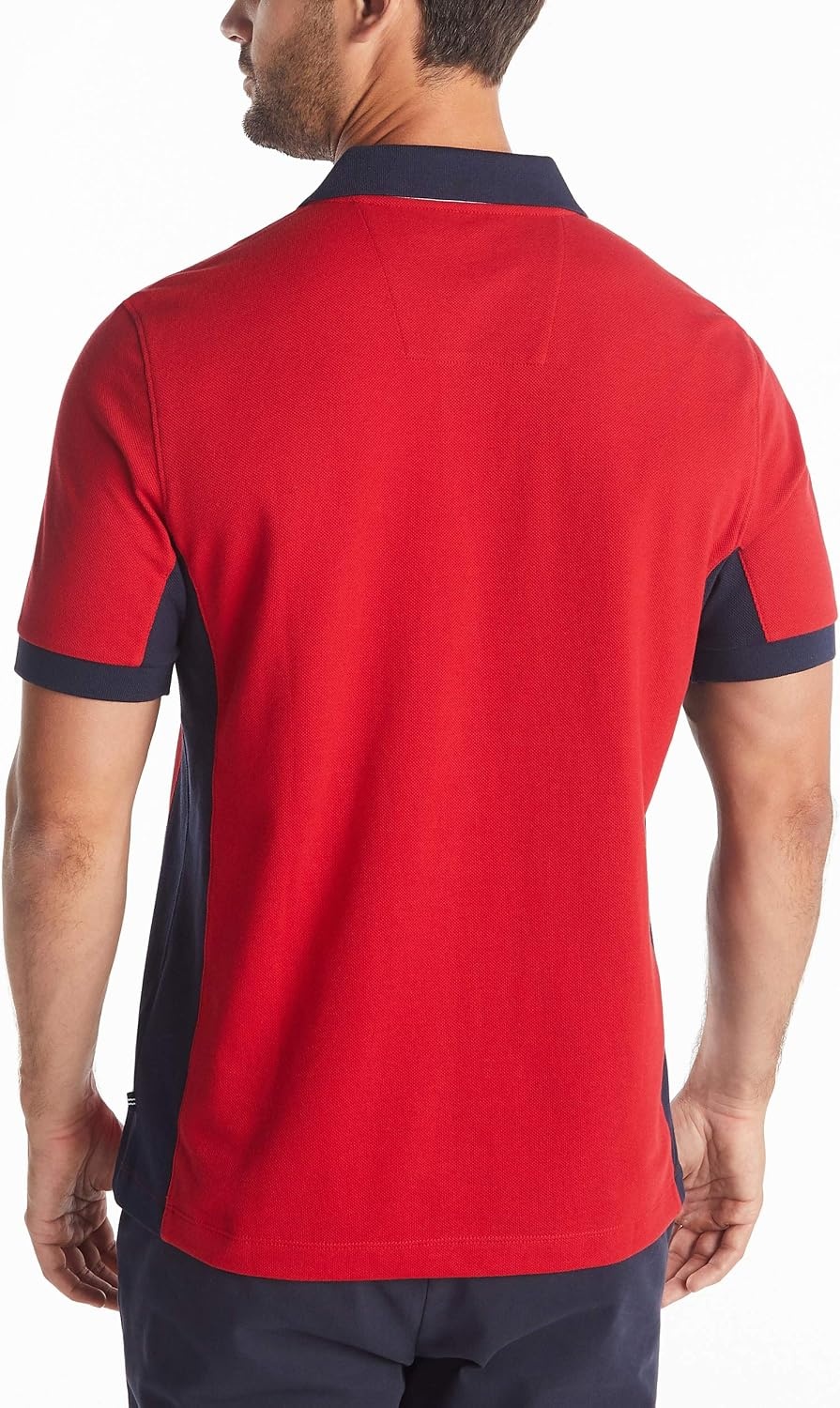 image:imageNautica Mens Short Sleeve Color Block Performance Pique Polo ShirtNautica Red