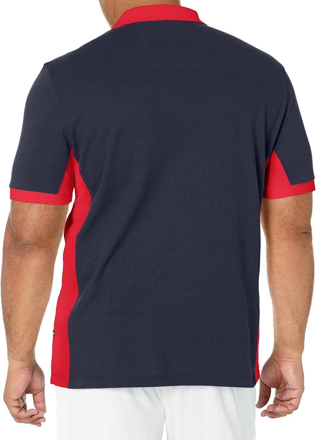 image:imageNautica Mens Short Sleeve Color Block Performance Pique Polo ShirtNavy