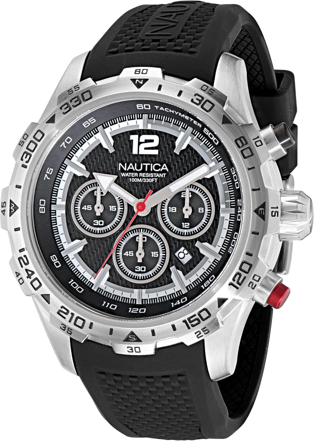 image:imageNautica Mens Stainless Steel Bracelet amp Black Silicone Strap Watch Model NAPNSS405
