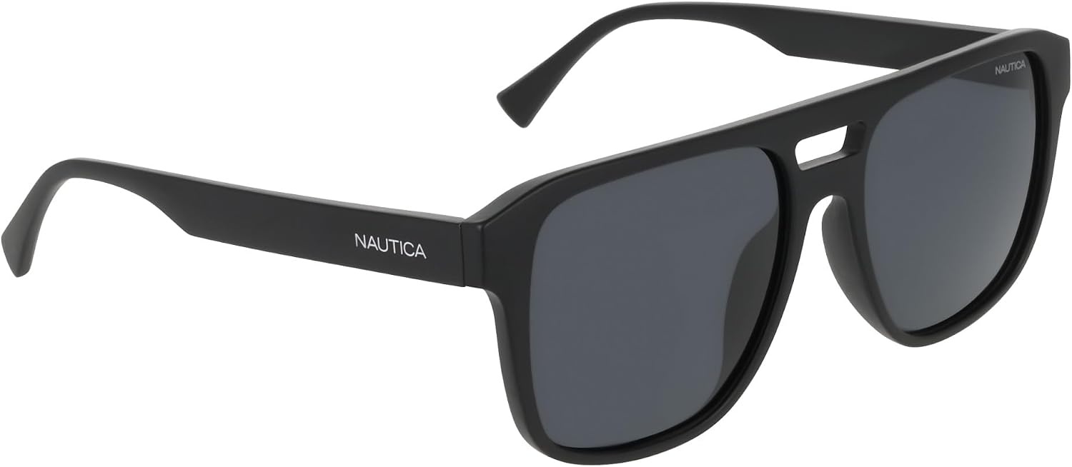 image:imageNautica Mens Sunglasses N918SP Matte Black with Solid Smoke Polarized Lens