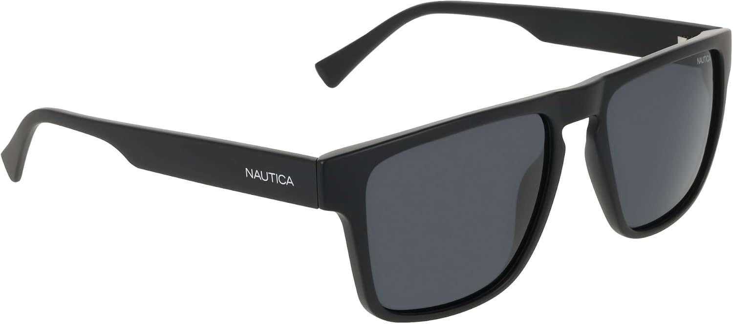 image:imageNautica Mens Sunglasses N920SP Matte Black with Solid Smoke Polarized Lens