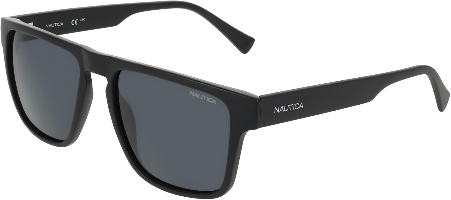 image:imageNautica Mens Sunglasses N920SP Matte Black with Solid Smoke Polarized Lens