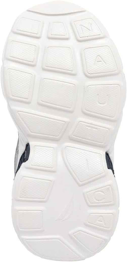 image:imageNautica Toddler Boys amp Girls Athletic Running Sneakers Lightweight Breathable Mesh Tennis Shoes with Bungee Laces Comfortable Walking amp School FootwearWhite Silver Navy