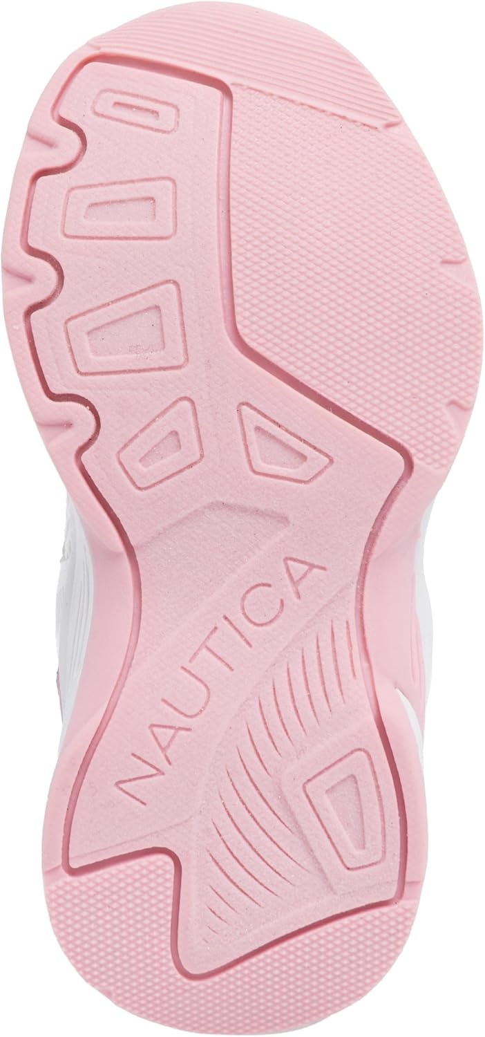 image:imageNautica Toddler Boys amp Girls Athletic Running Sneakers Lightweight Breathable Mesh Tennis Shoes with Bungee Laces Comfortable Walking amp School FootwearWhite Pink Metallic