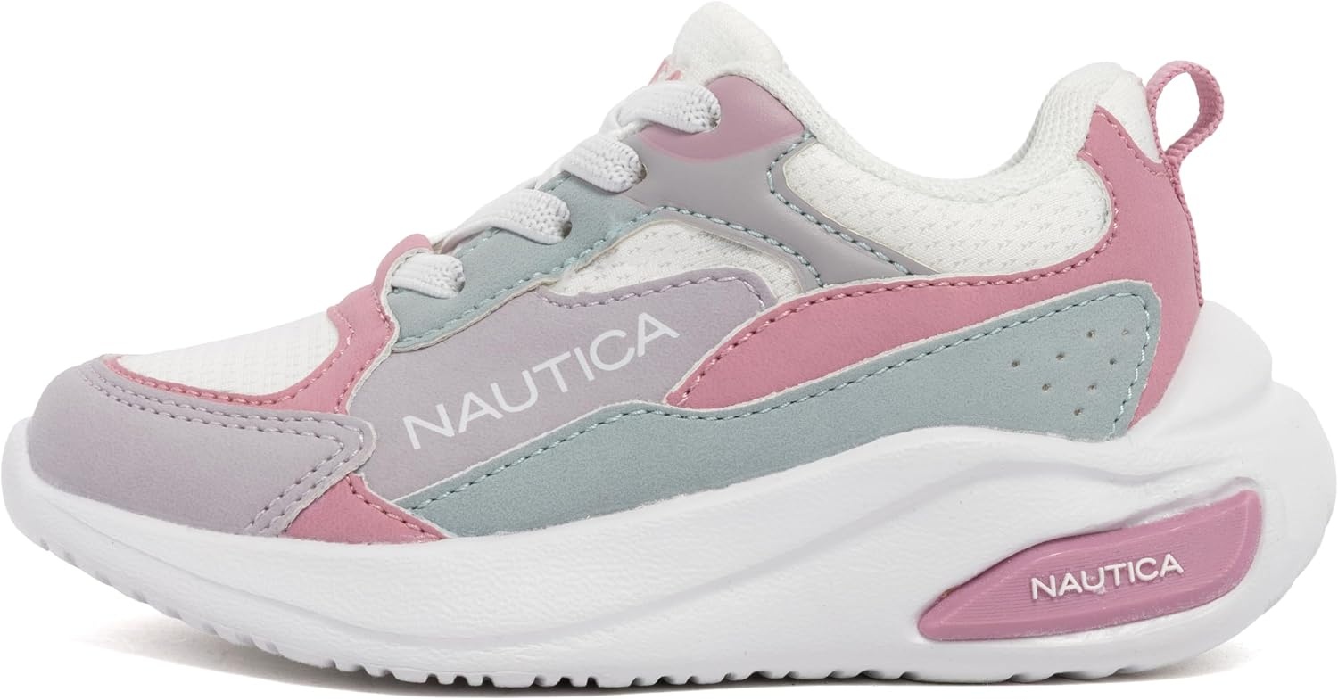 image:imageNautica Toddler Boys amp Girls Athletic Running Sneakers Lightweight Breathable Mesh Tennis Shoes with Bungee Laces Comfortable Walking amp School FootwearPink Lilac Blue